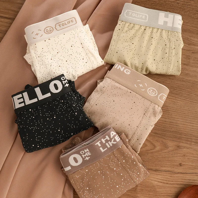 

Cotton Men's Underwear Men's Boxer Shorts Star Print Antibacterial Crotch Breathable Mid-Waist Boys' Underwear Boxer Bottoms