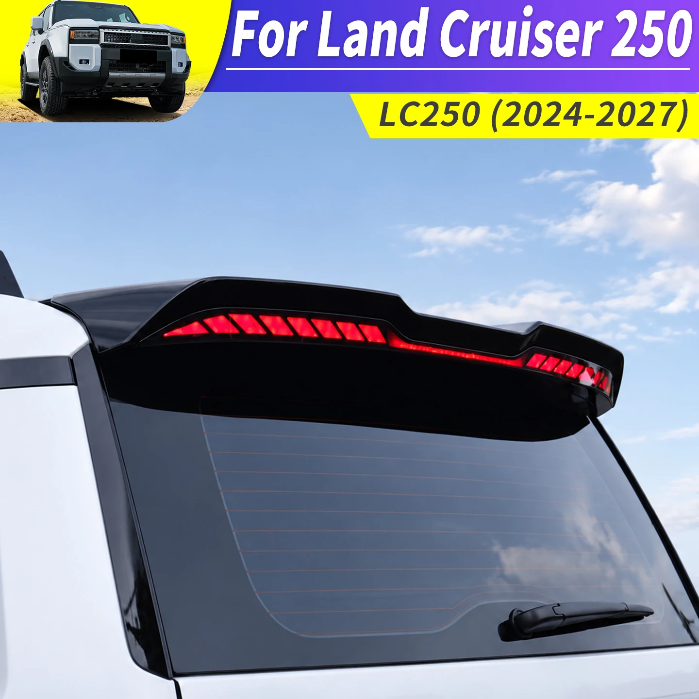 For Toyota Land Cruiser Prado 250 LC250 J250 1958 2024-2026 LED Rear Roof Spoiler Dynamic Turn Signal Exterior Accessories