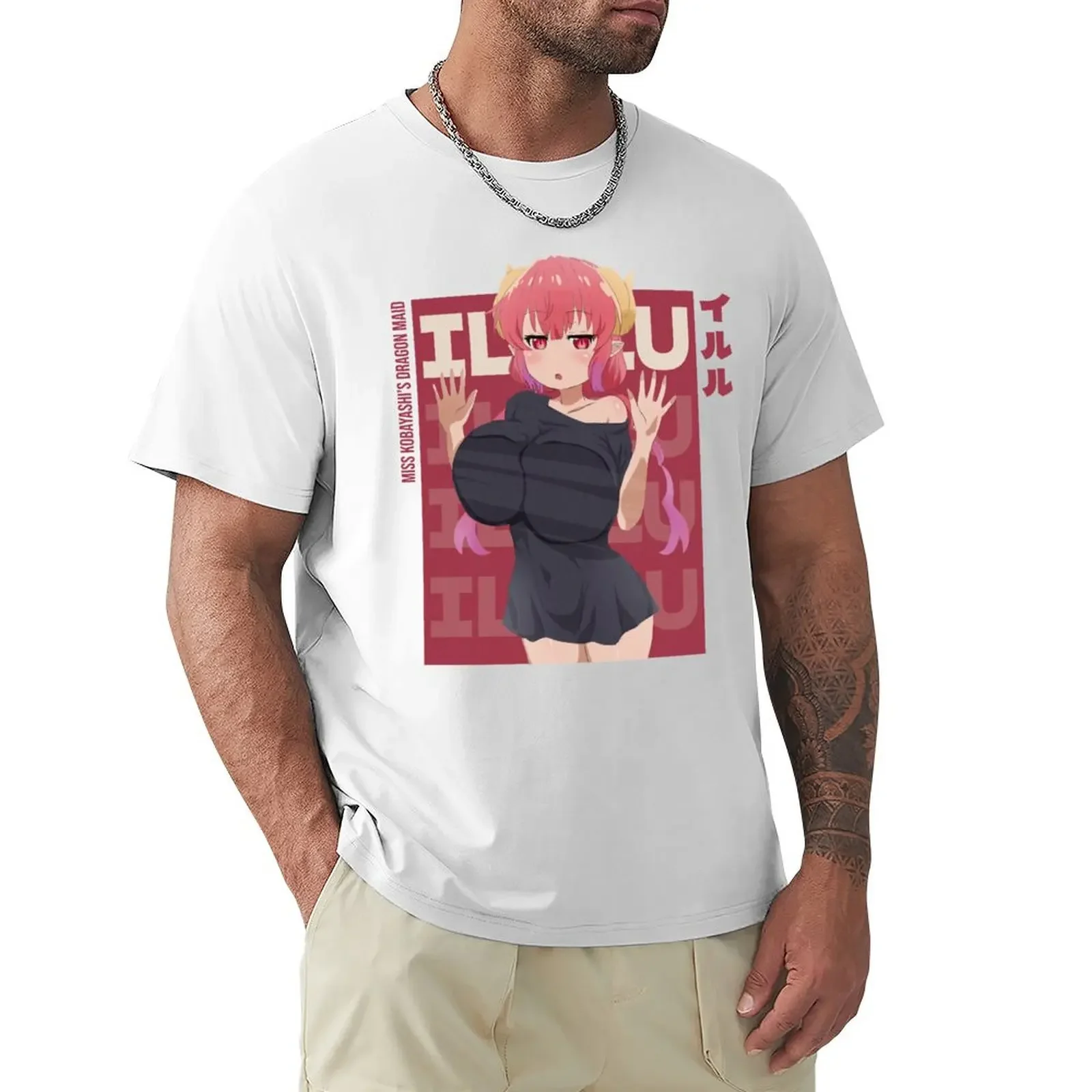 Ilulu Miss Kobayashis Dragon Maid T-Shirt plus sizes mens graphic t-shirts heavyweight Round Collar Outfits funny style tops2024