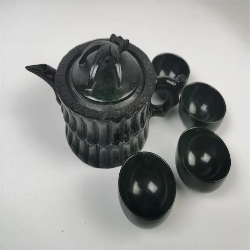 China  Jade Carved ,Teapot Four Cups, Of  Kung Fu A Set Of Tea Utensils,Bamboo Knot Type