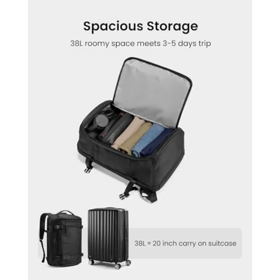 حقيبة ظهر للسفر من توموك بسعة 38 لترًا، معتمدة من الطيران، حقيبة حمل للأمتعة مقاومة للماء وخفيفة الوزن، متينة #2