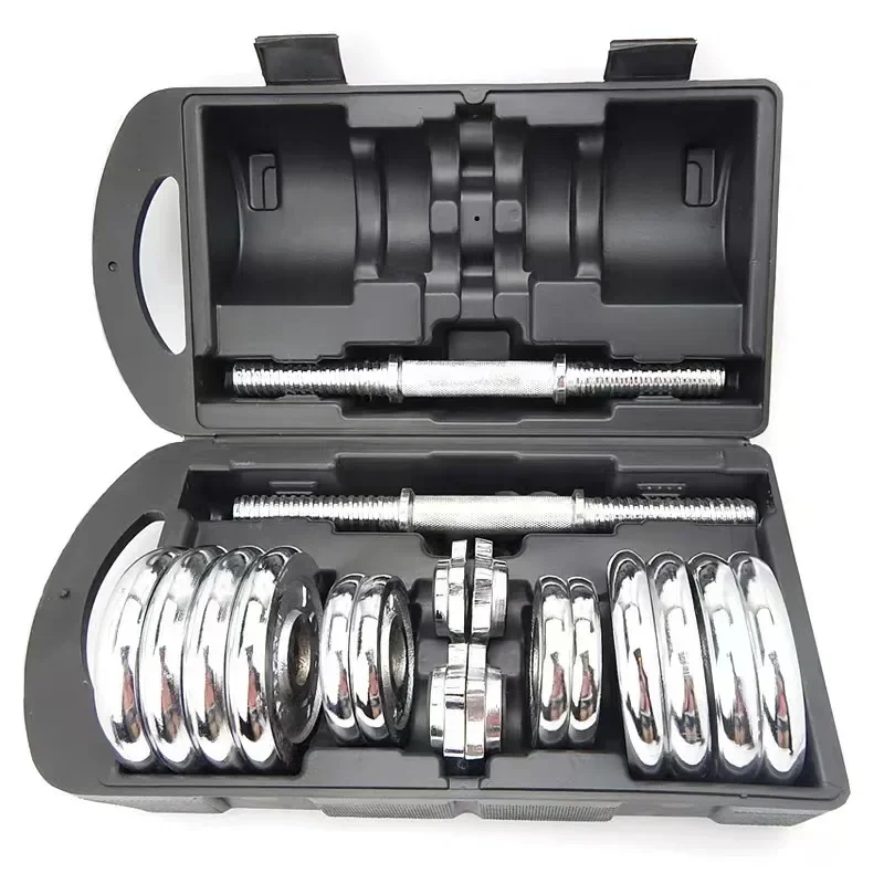 China gym home 30kg chrome baking adjustable dumbbell and barbell sets