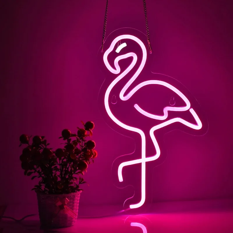 Flamingo Neon Light Decoration with Dimmable Switch LED Neon Sign Bedroom Home Room Beer Neon Sign Hotel Club Office Art Light