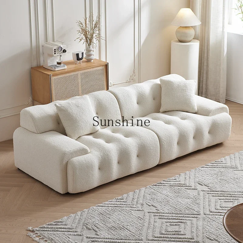 

French Cream Fabric White Lamb Fleece Sofa