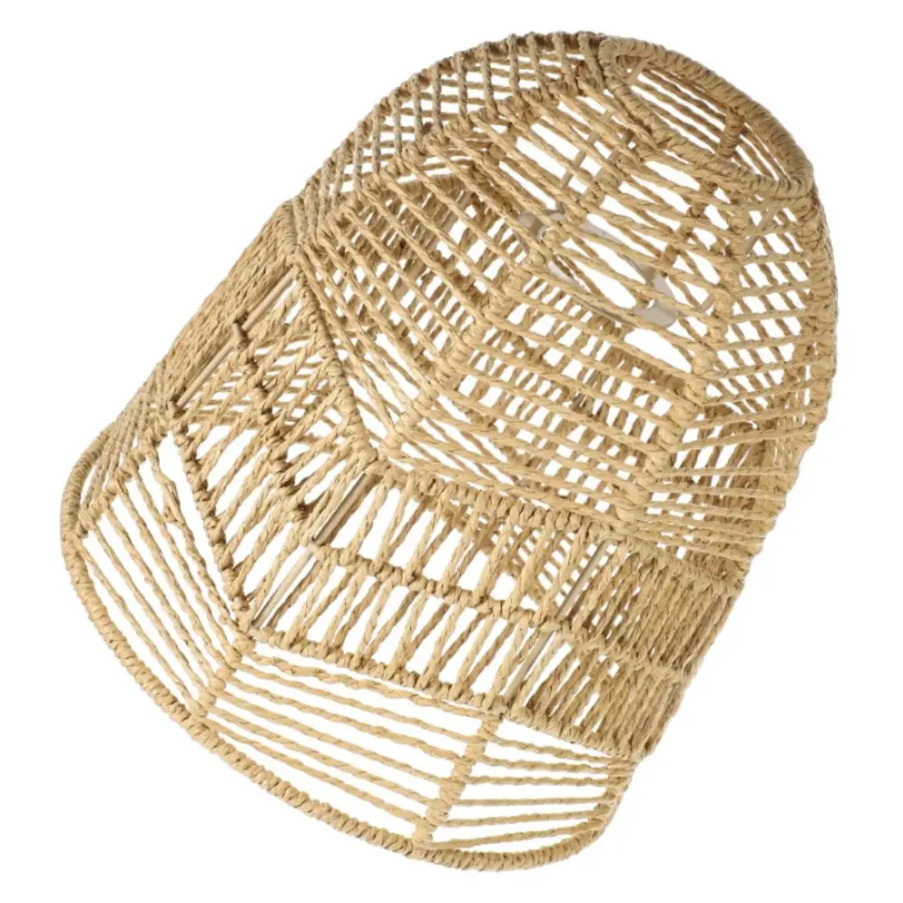 Handwoven Paper Rope Lamp Shade Natural Rattan Decorative Pendant Light Fixture Hand-Woven Bamboo Minimalist Hanging Light