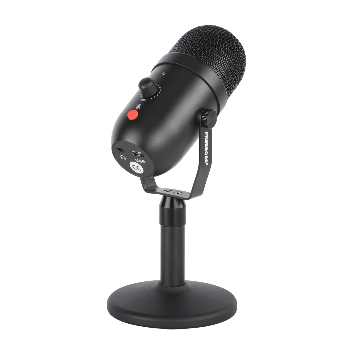 FREEBOSS CM16 24bit 96KHz Monitor Mute Low Noise  Metal Body Cardioid Recording Chat USB Computer Mobilie Condenser Microphone