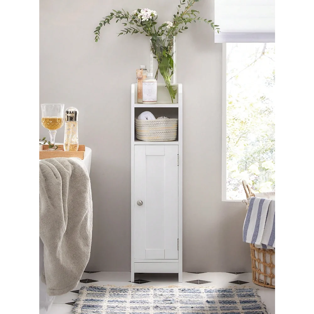 

VASAGLE Small Bathroom Storage Corner Floor Cabinet With Door And Shelves, Bathroom Storage Organizer, Narrow Bathroom Toilet Pa