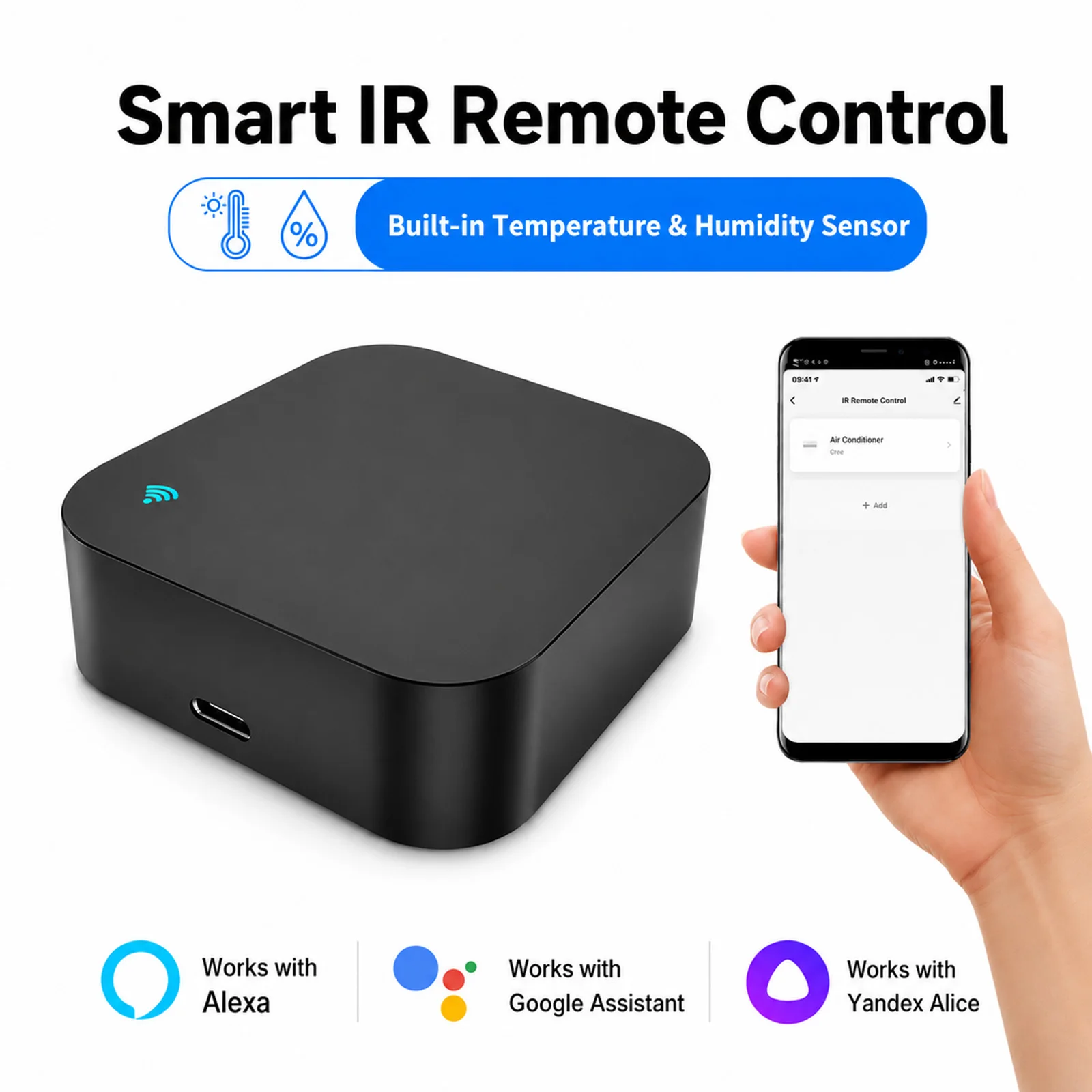 Tuya WiFi IR Remote Control with Built-in Temperature Humidity Sensor Smart Home Controller for TV AC Smart Life Alexa Google