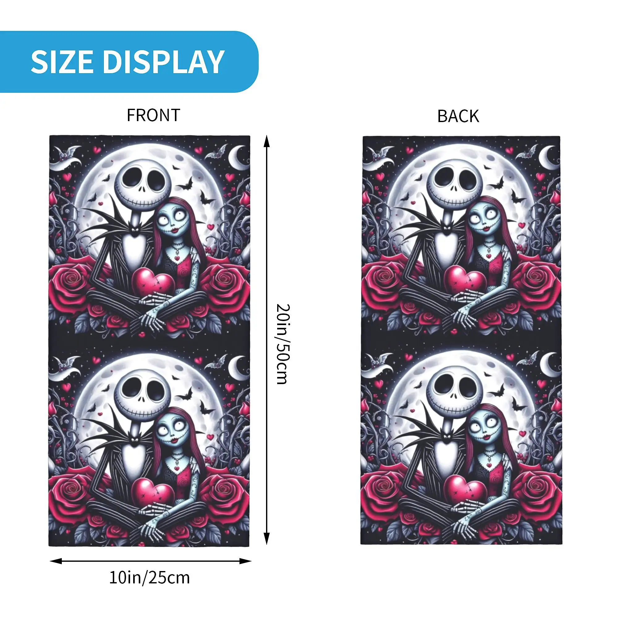 Halloween Nightmare Before Christmas Bandana Neck Gaiter for Ski Hunting Women Men Wrap Scarf Jack Skellington Headband Warmer