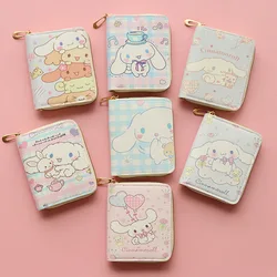 Kawaii Sanrio Cartoon portfel animacja Hellokitty Mymelody Cinnamoroll śliczna karta torba modny nadruk krótki zamek błyskawiczny futerał na klucze