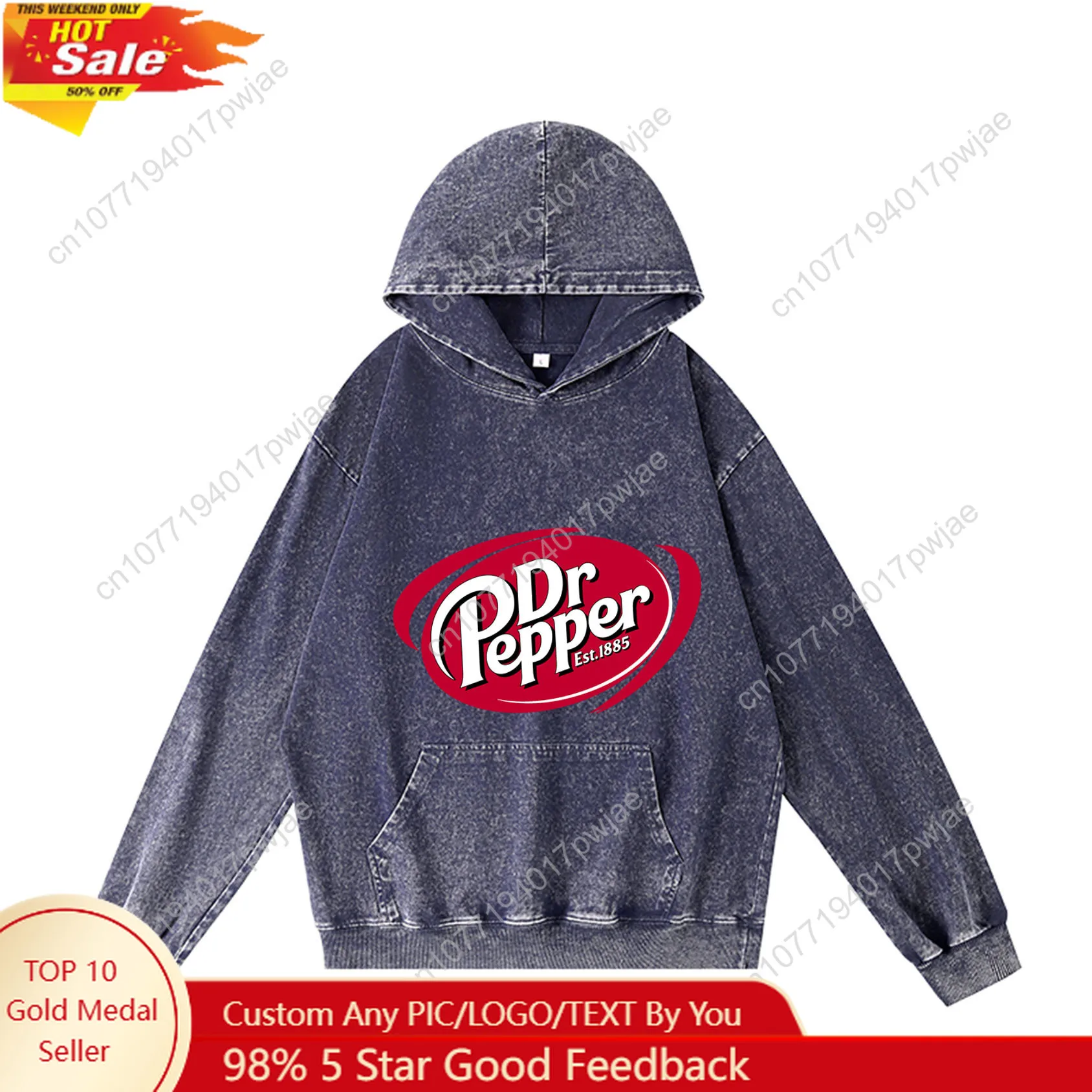 

D-DR P-Pepper Hoodie Hooded Sweatshirt Men Woman Vintage Pullover Sweatshirt With Pocket Oversized Customized Top