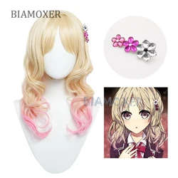 45cm Long Komori Yui Cosplay Wig Hairpin DIABOLIK LOVERS Straight Pink Synthetic Hair for Adult Role Play