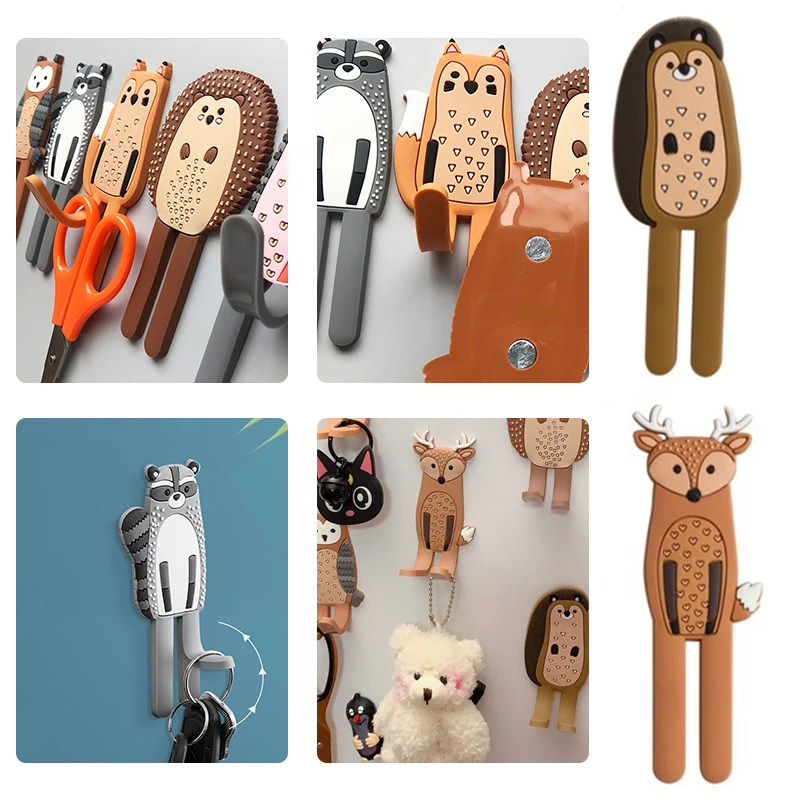 1Pcs Animal Magnetic Hooks Multifunctional Removable Decorative Fridge Sticker Message Refrigerator Magnets Key Storage Holder