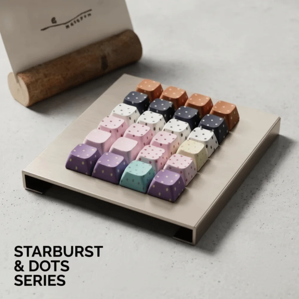 5 Pcs Handmade Craft Polka Dot Keycaps Push Button Switch Stress Relief Function Switch Tester Keychain Custom Gaming Type