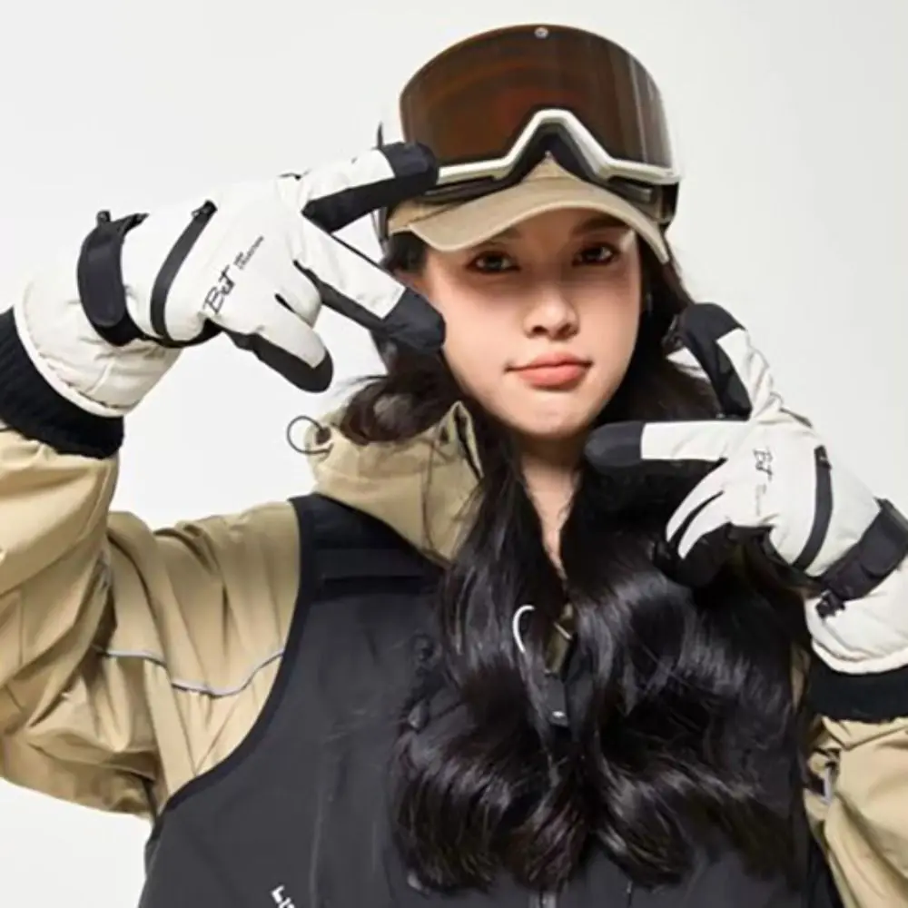 

Лыжные перчатки с карманом на молнии, утолщенные, с полным покрытием пальцев, для сенсорных экранов, модные мотоциклетные перчатки для управления мобильным телефоном