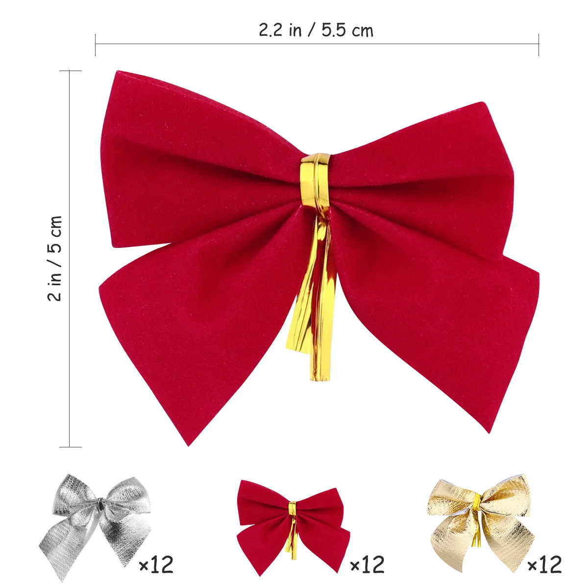 

36Pcs Glitter Christmas Bowknot Ornaments Red Gold Silver Xmas Tree Hanging Decorations Holiday Party Supplies