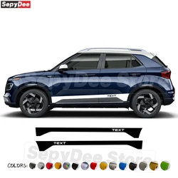 2Pcs Raing Sport Car Body Door Side Stripe Kits Stickers for Hyundai Venue Text Customized Graphic Vinyl Decals Car Accessories