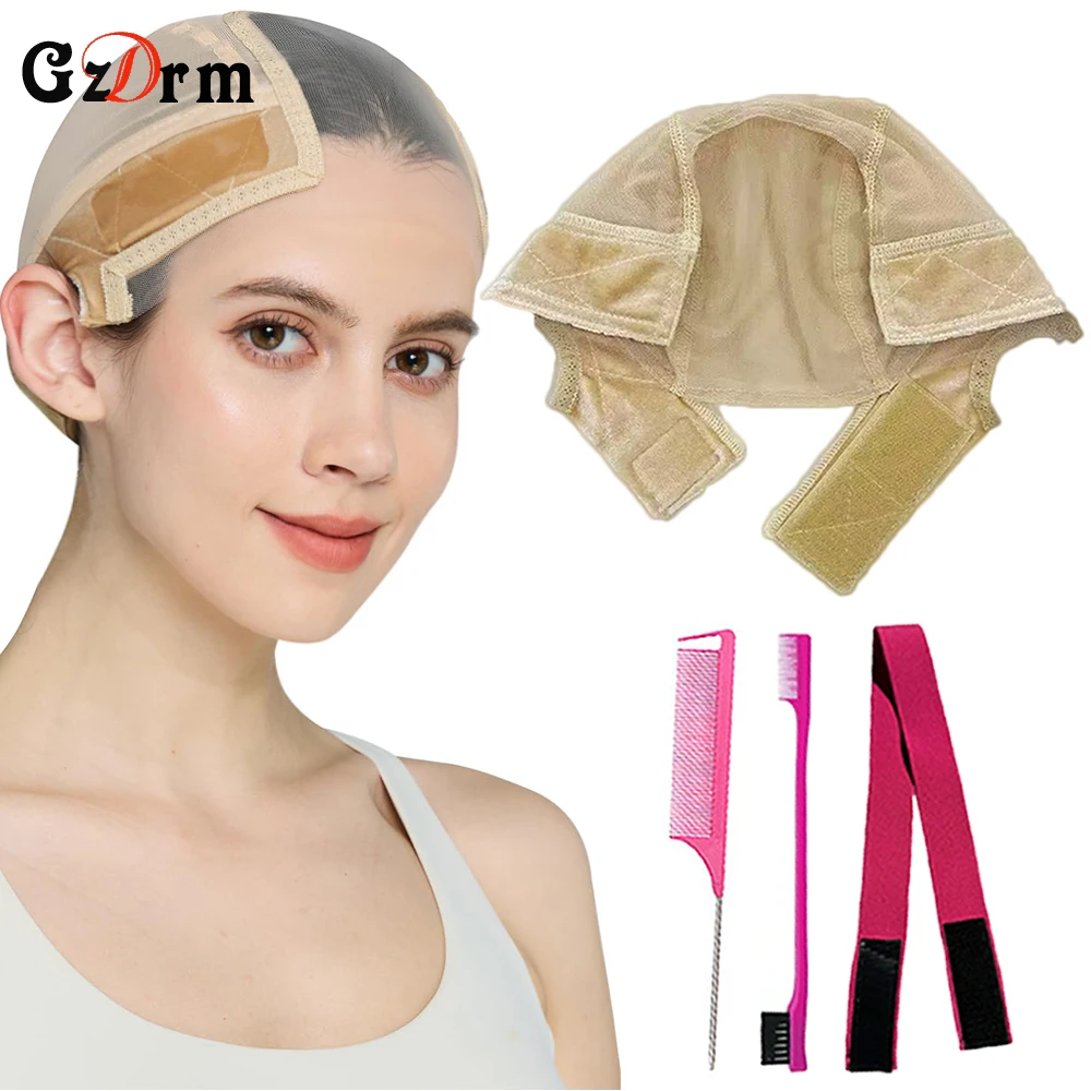 

Lace Grip Wig Cap for Women, Glueless Breathable Lace Front Wig Cap with Adjustable Elastic Headband