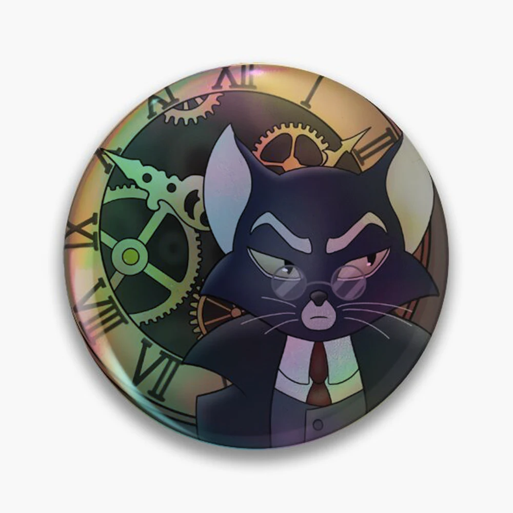 Mordecai (Lackadaisy) Pin Holographic Star Heart Pin Brooches Laminated Button Fashion Accessory