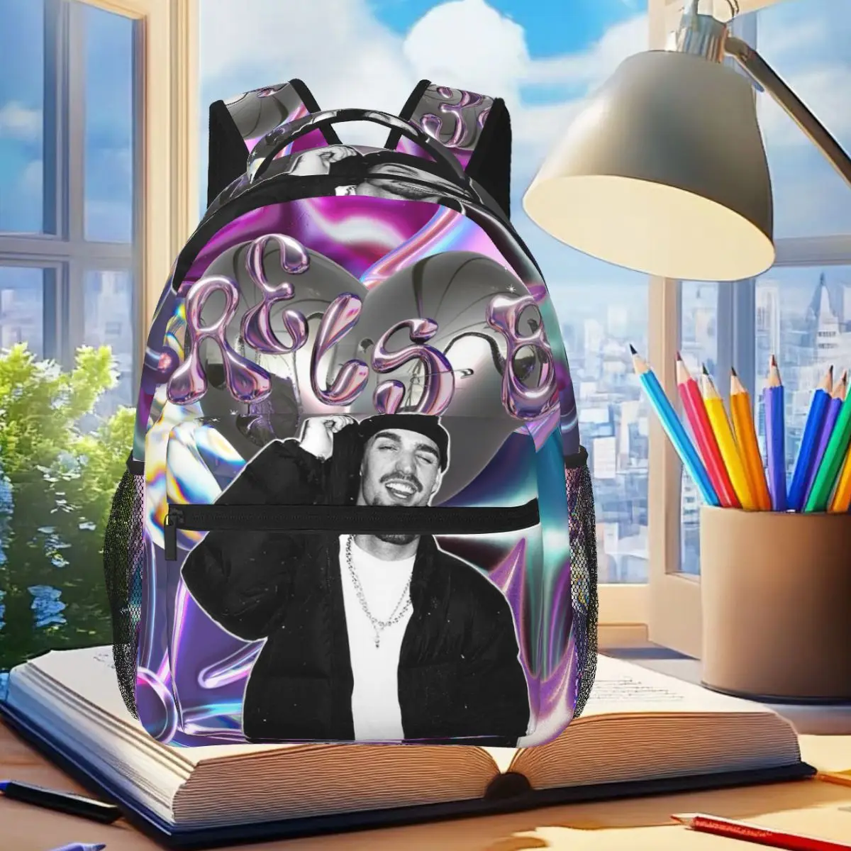 Rapper Rels B Album Poster Graphic Backpack Student Boys Girls BookBag Kids School Bag Laptop Shoulder Bags for Men Women