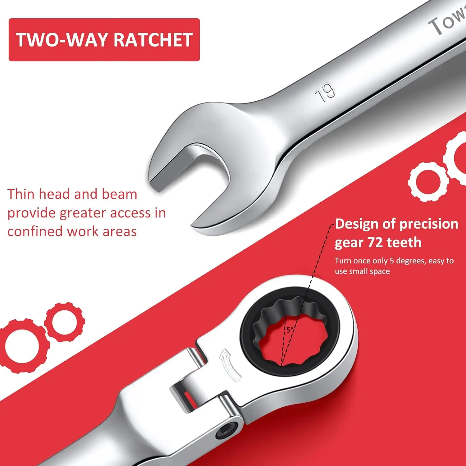 مجموعة مفاتيح ربط برأس مرن مكونة من 12 قطعة، مجموعة مفاتيح تصعيد، متري 8-19 مم، 72 سنًا، مجموعة مفاتيح ربط بسقاطة من الفولاذ Cr-V مع حقيبة #3