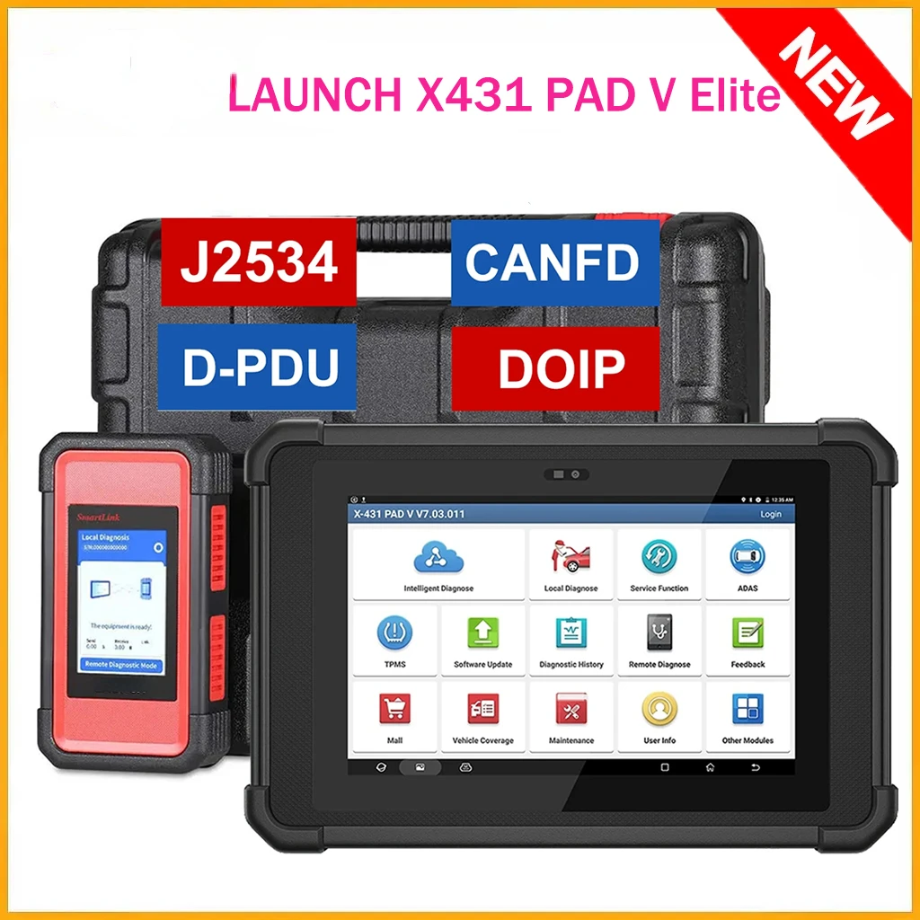 2024 LAUNCH X431 PAD V Elite CAN FD\DOIP\J2534 Auto OBD OBD2 Scanner Full System Car Diagnostic Tools Online Programming Coding