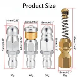 5000PSI High-Pressure Sewer Cleaning Nozzle Rotary Button Mouse Nozzle Stainless Steel 1/4 Inch Pressure Washer Quick Connector