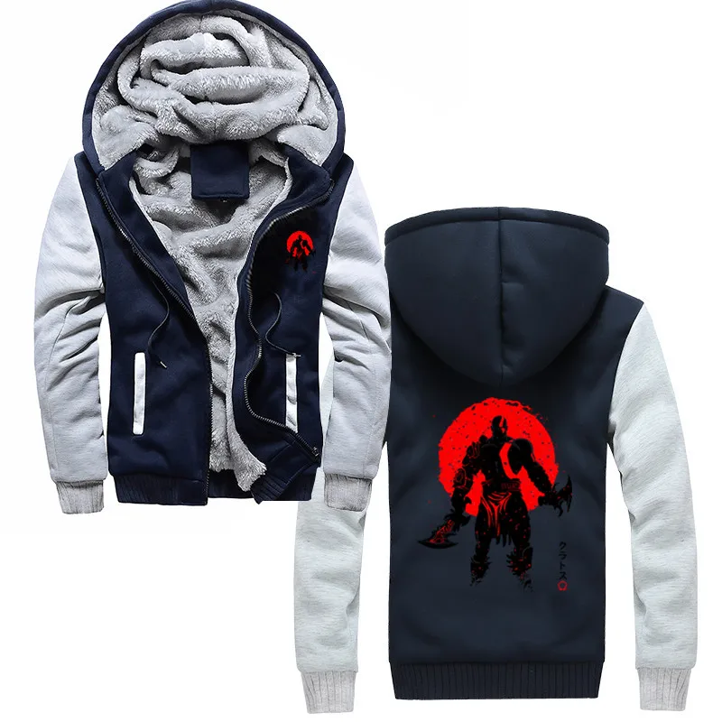 Casual Men's Winter Hoodie Kratos God Of War Under The Sun Artsy Gaming zipper Sweatshirt Unisex Jacket Thicken Clothing