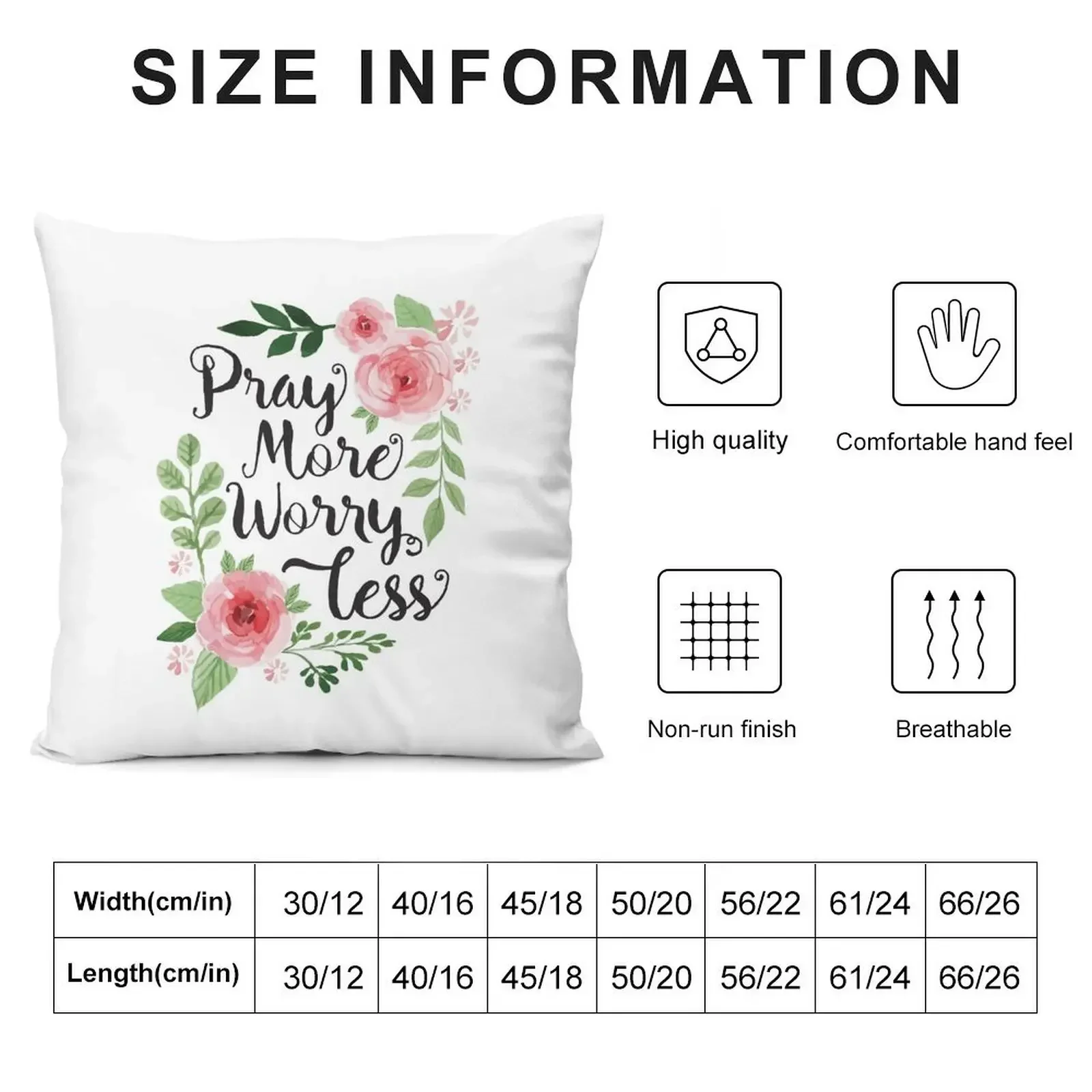 Pray More Worry Less Throw Pillow Cushions For Sofa Pillowcase Cushion pillow