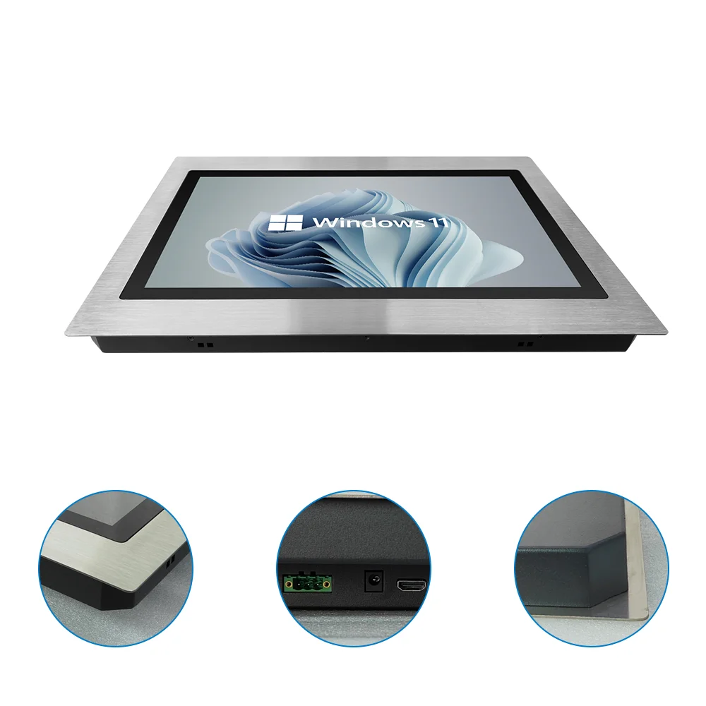 18.5 Inch Stainless Steel Panel Back Iron Shell High Brightness Capacitive Touch Screen Industrial