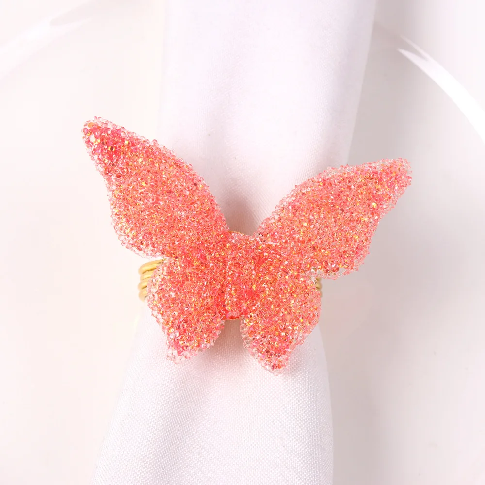 Gypsophila butterfly napkin ring, color sequin ring, mouth cloth ring, 6pcs