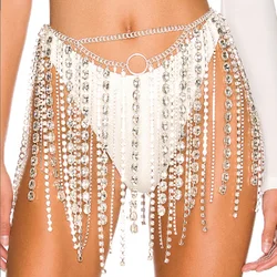 Festival Gifts Sexy Fashion Waist Chain For Lady Shiny Rhinestone Tassel Dress Body Jewelry Stage Performance Party Accessories