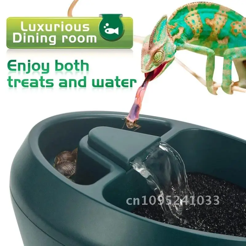 

Reptile Chameleon Cantina With Snacks Trough, Drinking Water Fountain Insects Amphibians For Dripper Lizard US Plug