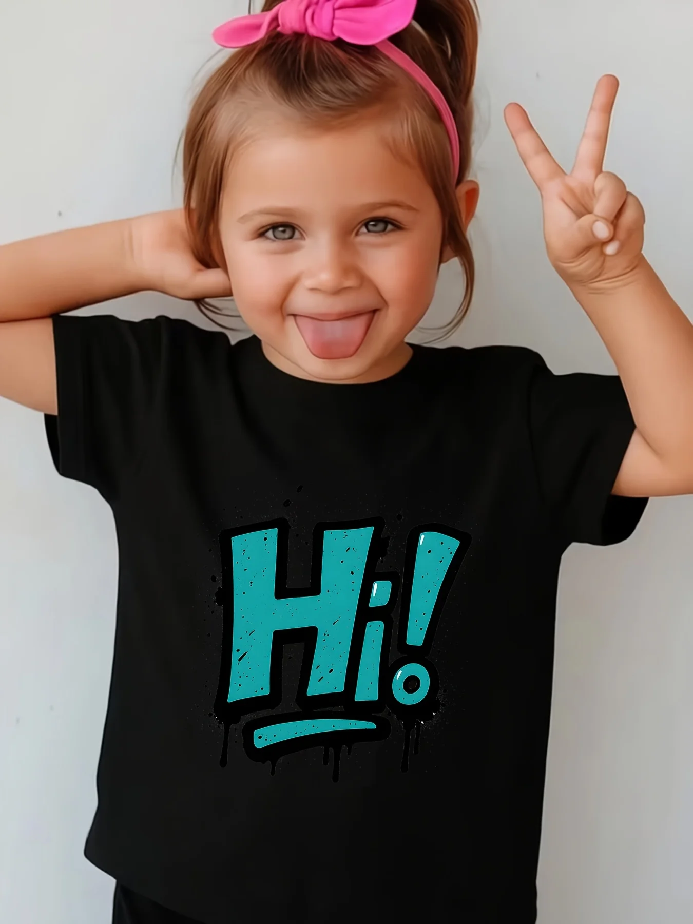 Hi Graffiti Drip Kids T Shirt Cool Art Splash Letter Print Short Sleeve Tees Boys Girls Soft Cotton Casual Tops Daily Wear Gift