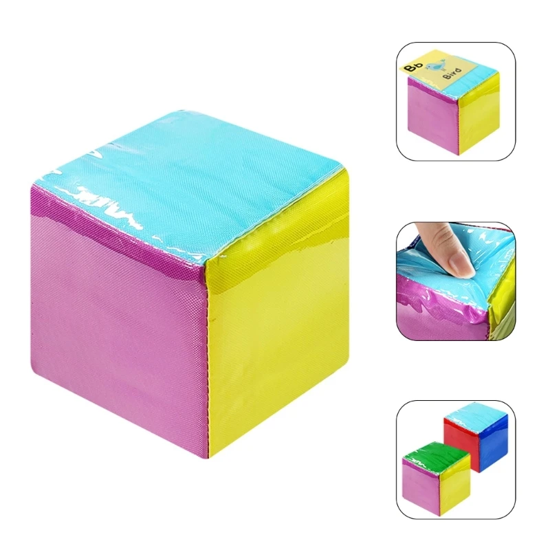 Soft DIY Early Education Learning Dice Language Cards Learning Playing Game Dices with Clear Pocket Teacher Dices Teaching Cubes