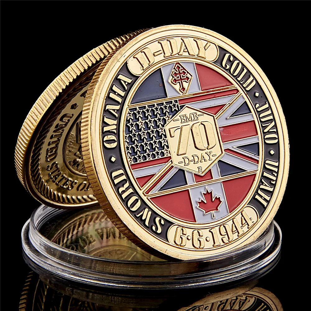 WWII 1944.6.6 D-Day Normandy War II 70th Anniversary Metal Challenge Coins Collection Hard Capsule