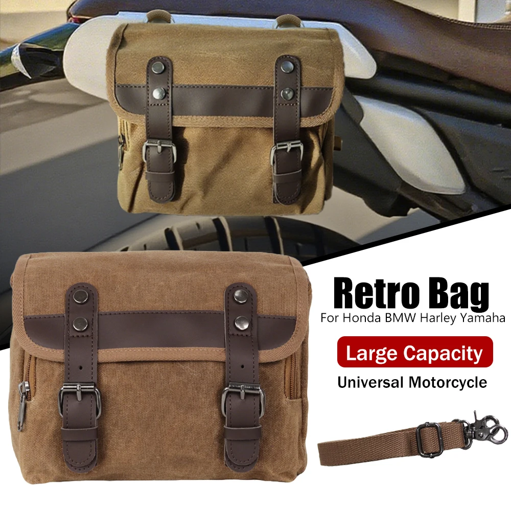 

Motorcycle Tool Bag Retro Wax Canvas Side Bag Waterproof Travel Travel Bags Universal Motorbike Saddle Bag Accessories