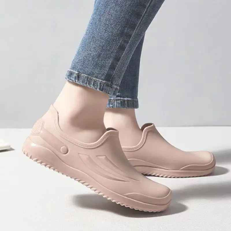 2024 New Women's Spring Autumn Low Top Slip-On Rain Shoe Soft Sole Non Slip Waterproof Flat Sole Work Shoes Garden  Shoes