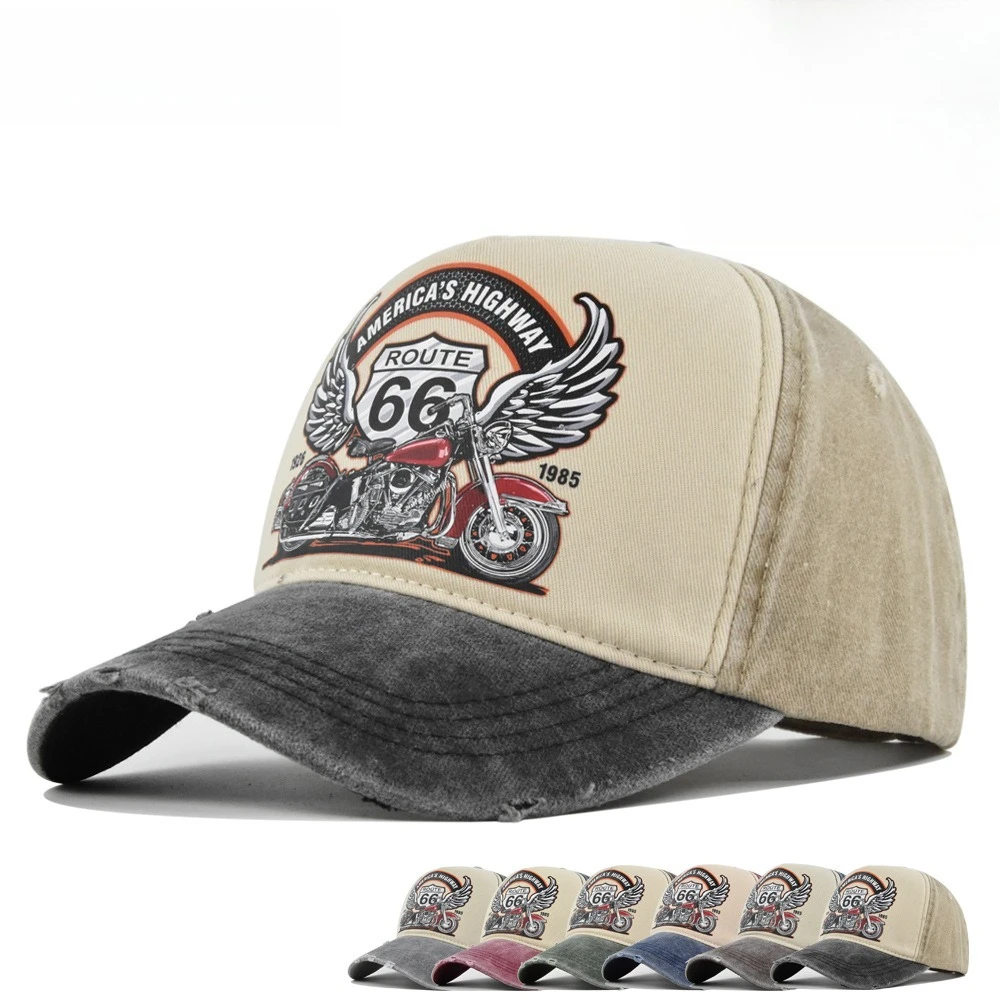 New Fashion Baseball Cap for Men Women Cotton Retro Printed Cap Motorcycle Truck Cap Men's Washed Old Sun Hat Gorra Snapback