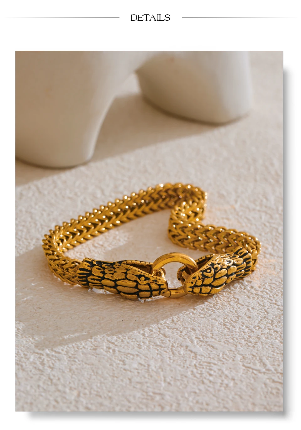 Yhpup 23 cm Herren-Armband, teure 316L-Edelstahlkette mit Schlangenarmband, Armreif, 18 Karat Gold, PVD-beschichtet, hochwertiger Schmuck – Detail 8