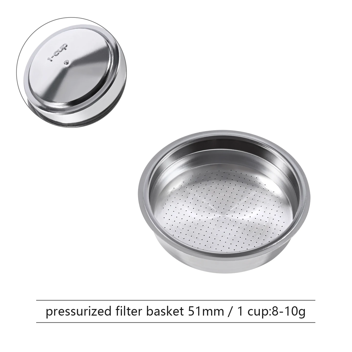 51 MM/54 MM/58 MM Onder Druk 1 gat Koffie Filter Mand Enkele/Dubbele Cup Fit voor Filterhouder Espresso Koffie Accessoires Tool
