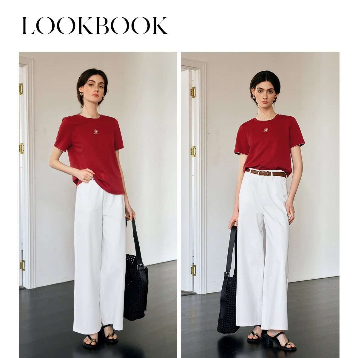 OLrain High Waist White Jeans Women 2025 New French Casual Loose Wide Leg Straight Cotton Denim Pants Woman's Trouser N57CA96651