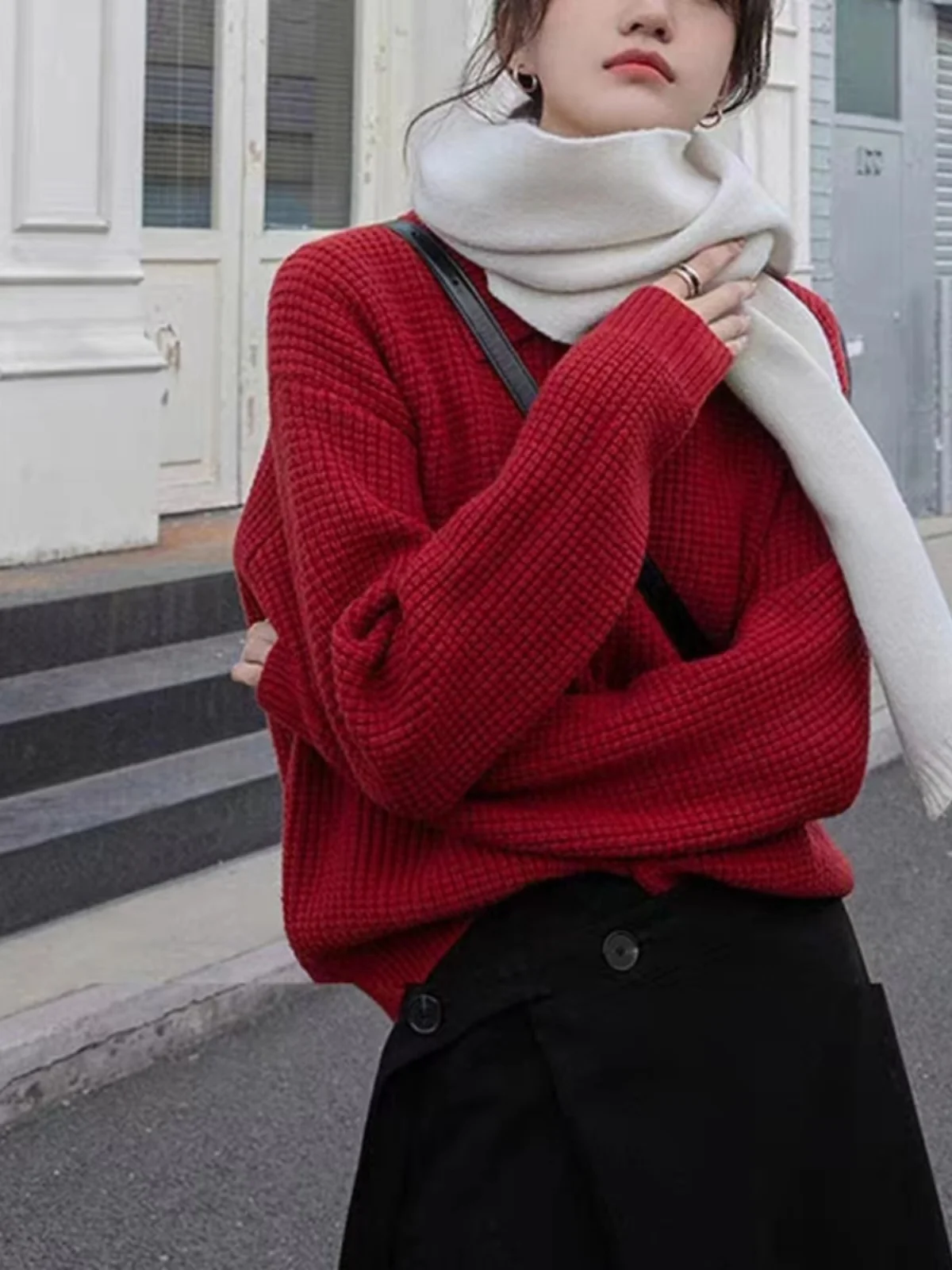 Blaue gestrickte offene Strickjacke Frühling Herbst Damen Soft Cozy Lazy Sle Top Long Sve Loose Fit Pure Color Button Up Pullover