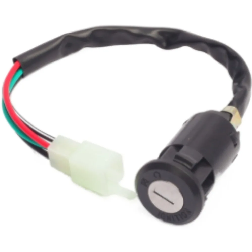 Motorcycle Lock Ignition Switch with 4-wire on/Off Gas Tank Cover with Keys Steering Lock Key for Je.tta CG125