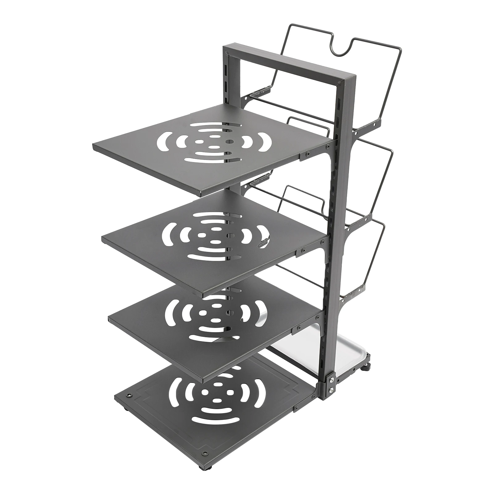 

4-Tiers Pot and Pan Organizing Rack Kitchen Organizer Holder Grey/Black Space Saving