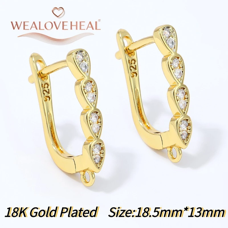 schmuckherstellung zubehör, 18K Vergoldete Messing-Ohrringhaken mit Mehrfach-Tropfenform, Micro-Pavé-CZ und Öse für DIY-Hängeohrringe, Schmuckherstellungszubehör – Detail 22