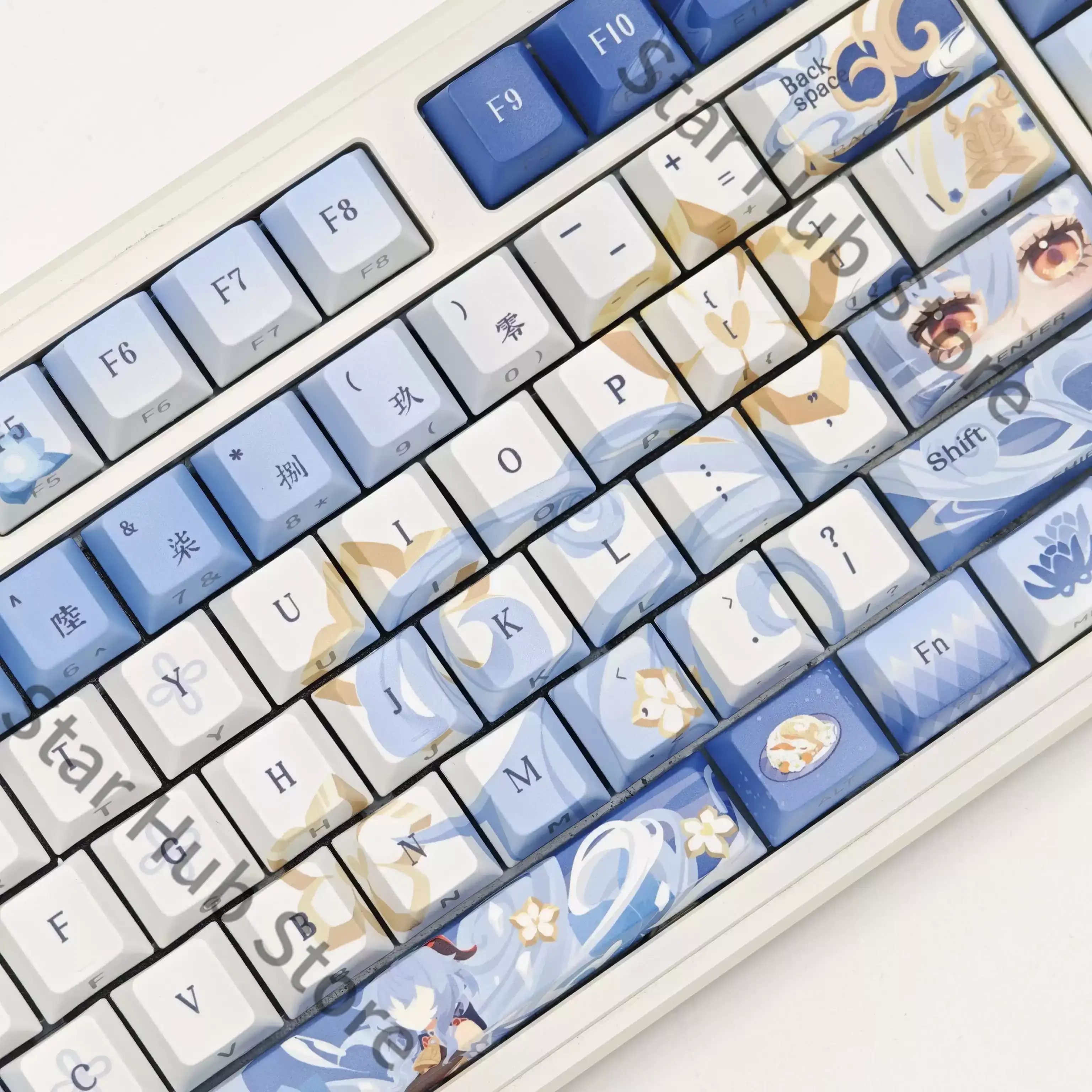 Genshin Impact Ganyu Cosplay Anime PBT Keyboard Cap Kforce Front Light Transmission Original Keycap Desktop Ornament Game Gifts view 4
