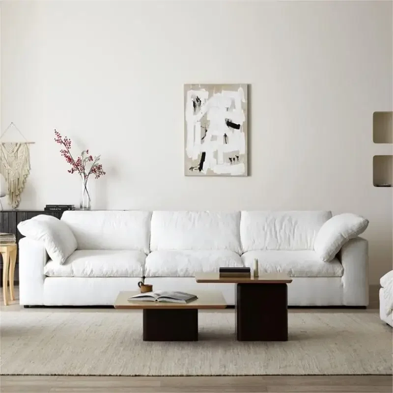 Italian linen sofa living room straight Nordic Internet celebrity designer down fabric sofa combination