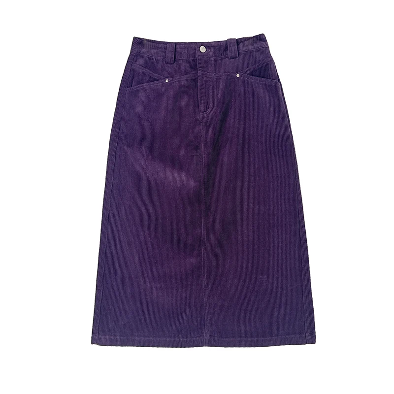 ارتفاع الخصر سروال قصير ميدي تنورة اللون الأرجواني تنوعا Quali الخريف الشتاء ألف خط تنورة تخفيف Sle Cosite النسيج