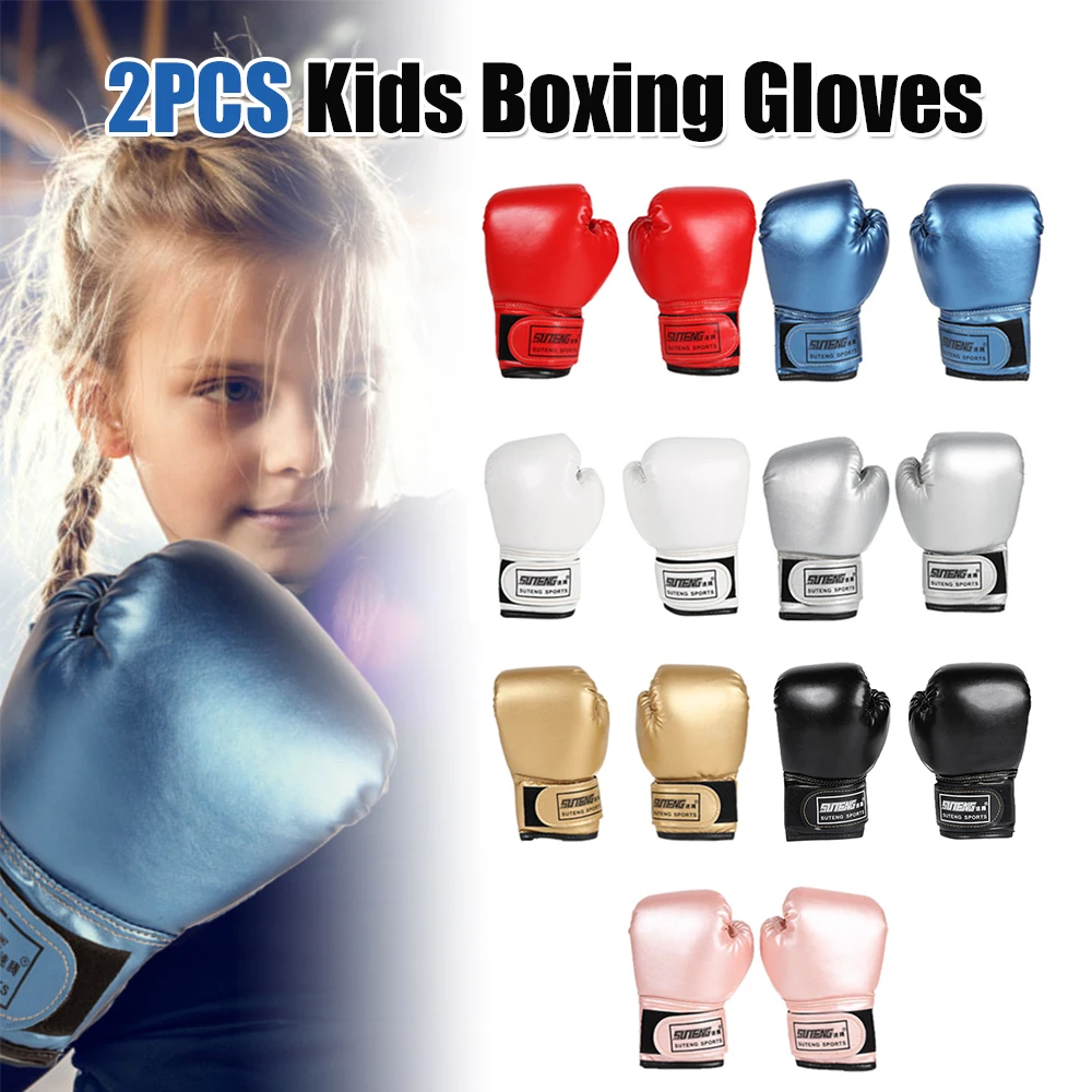 

2PCS Kids Boxing Gloves PU Leather Kickboxing Gloves Breathable Fighting Mitts Taekwondo Mitts for Boys Girls Youth